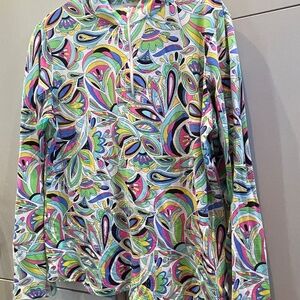 IBKUL MOCK NECK LONG SLEVE UPF+50 1/4  MULTI COLOR